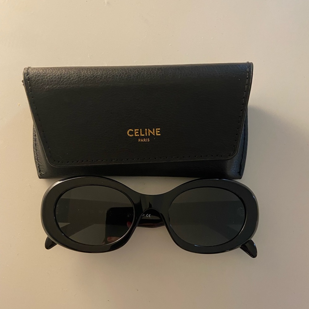 CELINE TRIOMPHE 01 SUNGLASSES IN ACETATE BLACK